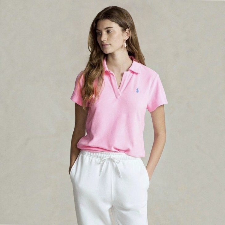 POLO RALPH LAUREN WOMEN SHRUNKEN FIT TERRY POLO SHIRT