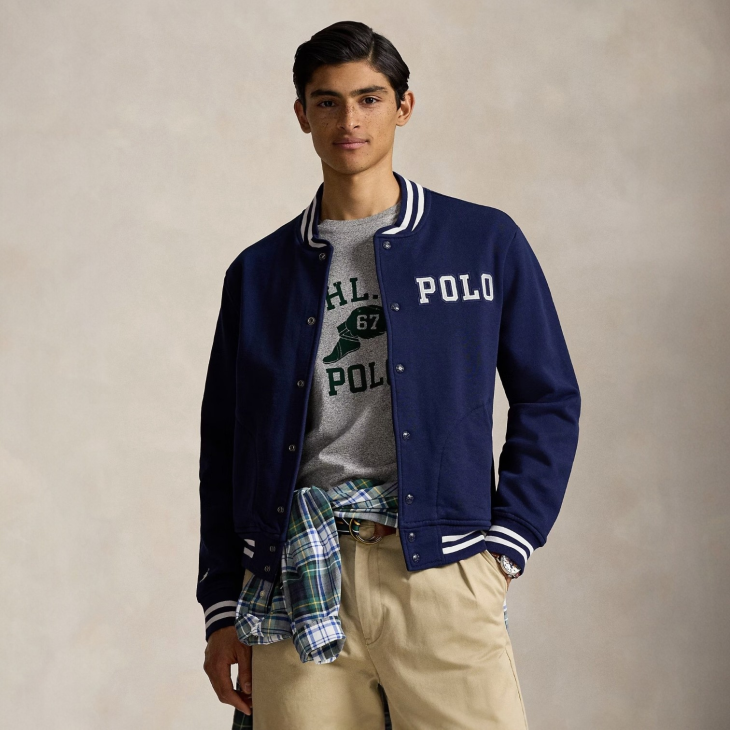 POLO RALPH LAUREN LOGO FLEECE BASEBALL JACKET