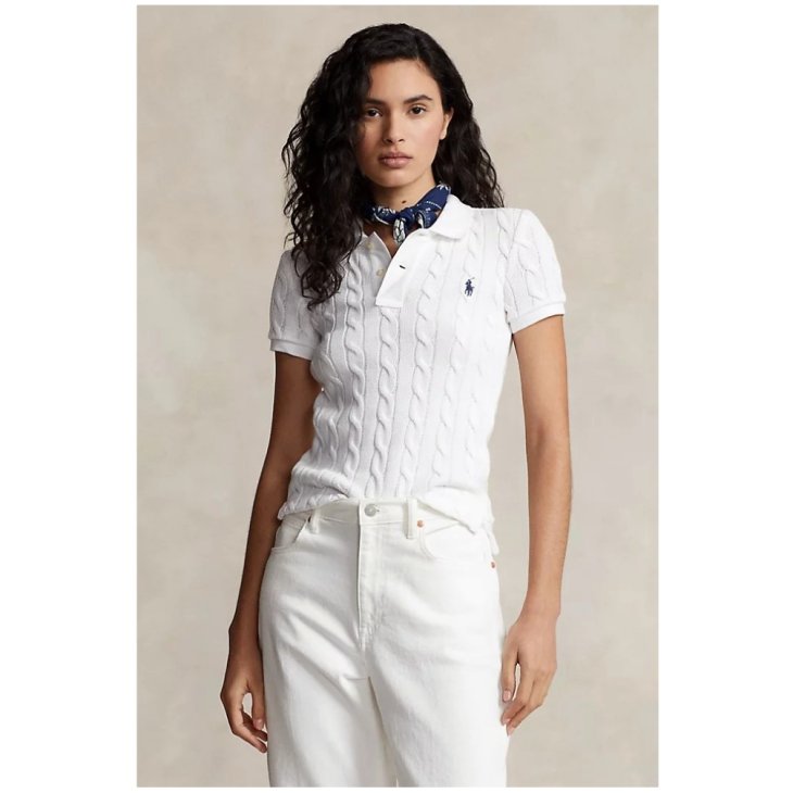 POLO RALPH LAUREN WOMEN CABLE KNIT POLO SHIRT