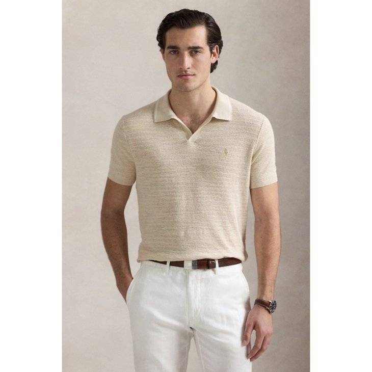 POLO RALPH LAUREN TEXTURED COTTON-LINEN SWEATER