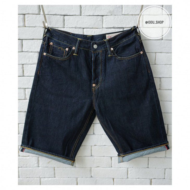 EVISU REGULAR-FIT DENIM SHORTS WITH BRUSHSTROKE DAICOCK PRINT