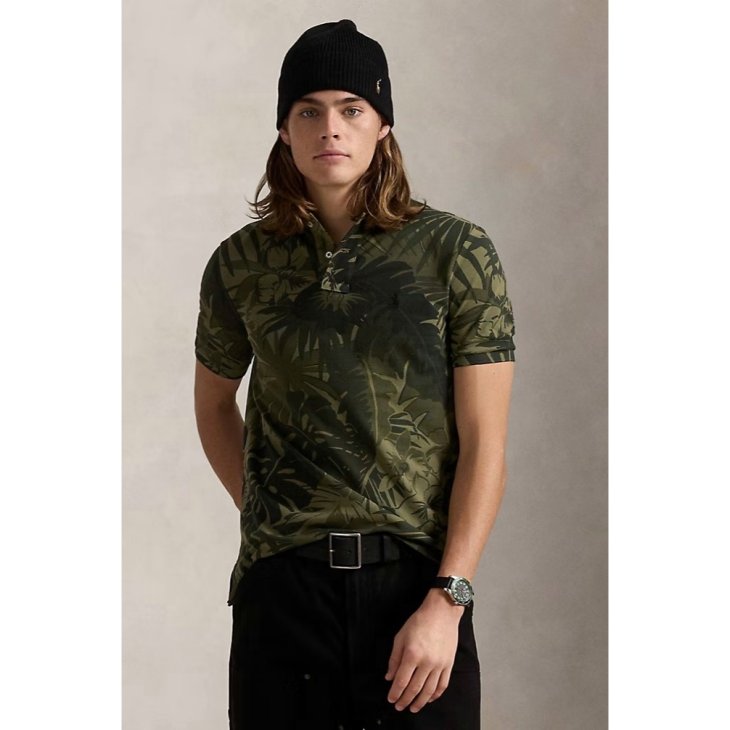 POLO RALPH LAUREN CUSTOM SLIM FIT PALM CAMO MESH POLO SHIRT