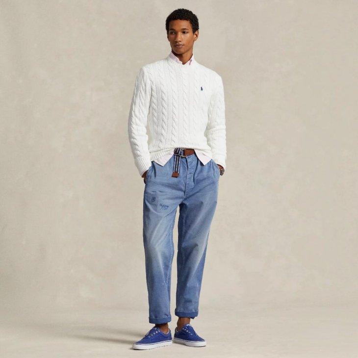 POLO RALPH LAUREN CABLE KNIT COTTON SWEATER