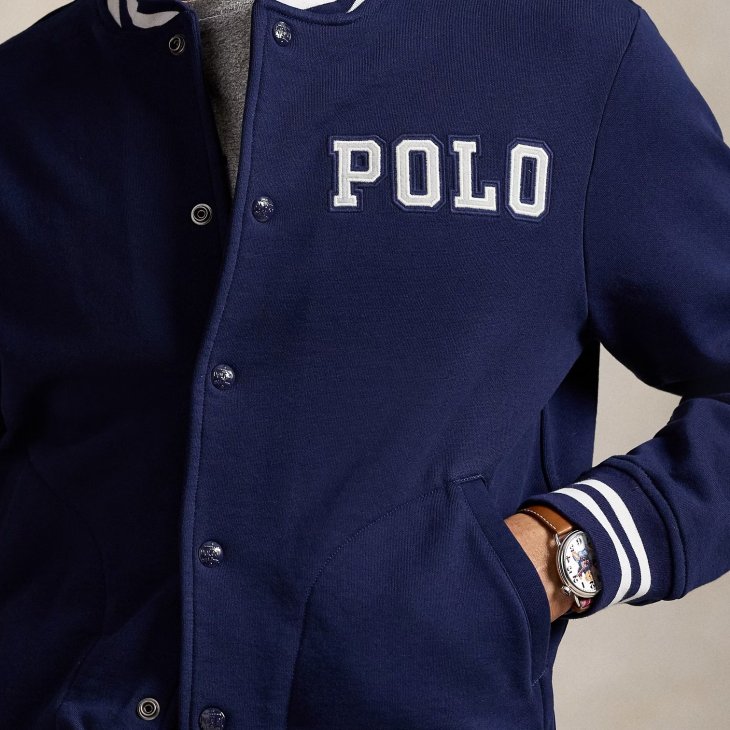 POLO RALPH LAUREN LOGO FLEECE BASEBALL JACKET