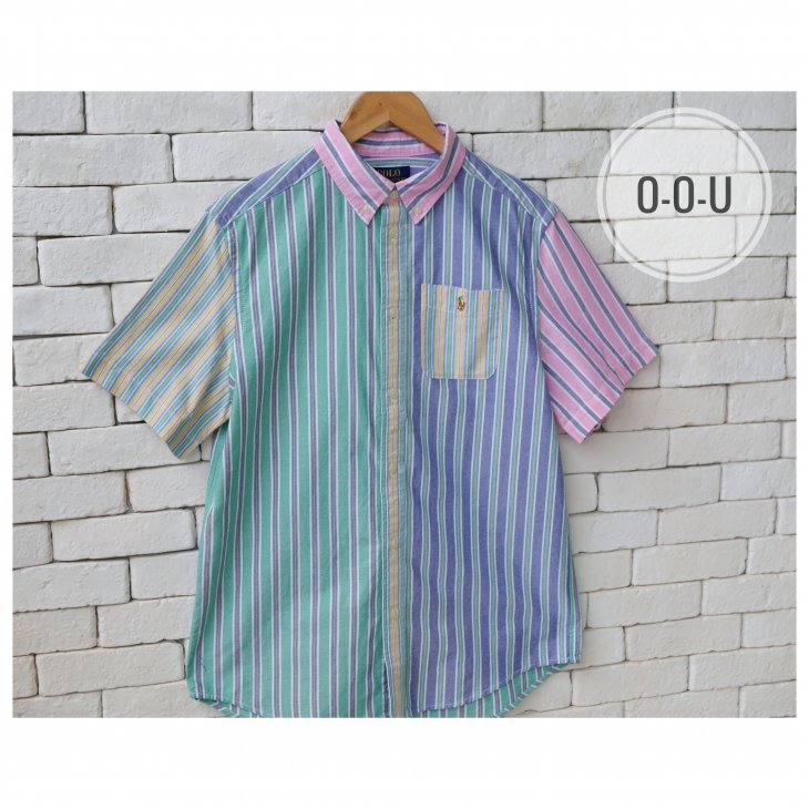 POLO RALPH LAUREN BOYS STRIPED COTTON OXFORD SHORT-SLEEVE SHIRT