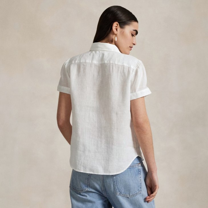 POLO RALPH LAUREN WOMEN LINEN SHORT SLEEVE SHIRT