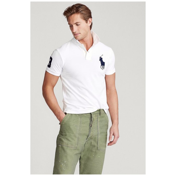 POLO RALPH LAUREN CUSTOM SLIM FIT BIG PONY MESH POLO SHIRT