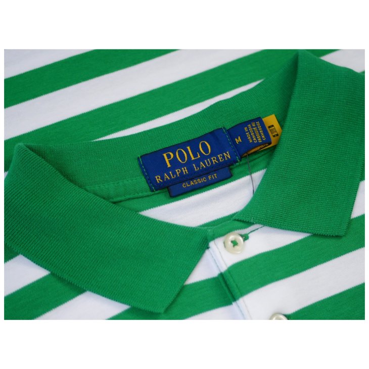 POLO RALPH LAUREN STRIPED COTTON MESH POLO SHIRT