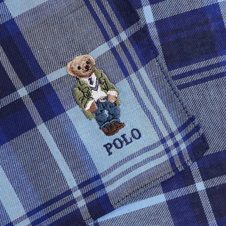 POLO RALPH LAUREN POLO BEAR PLAID COTTON HANDKERCHIEF
