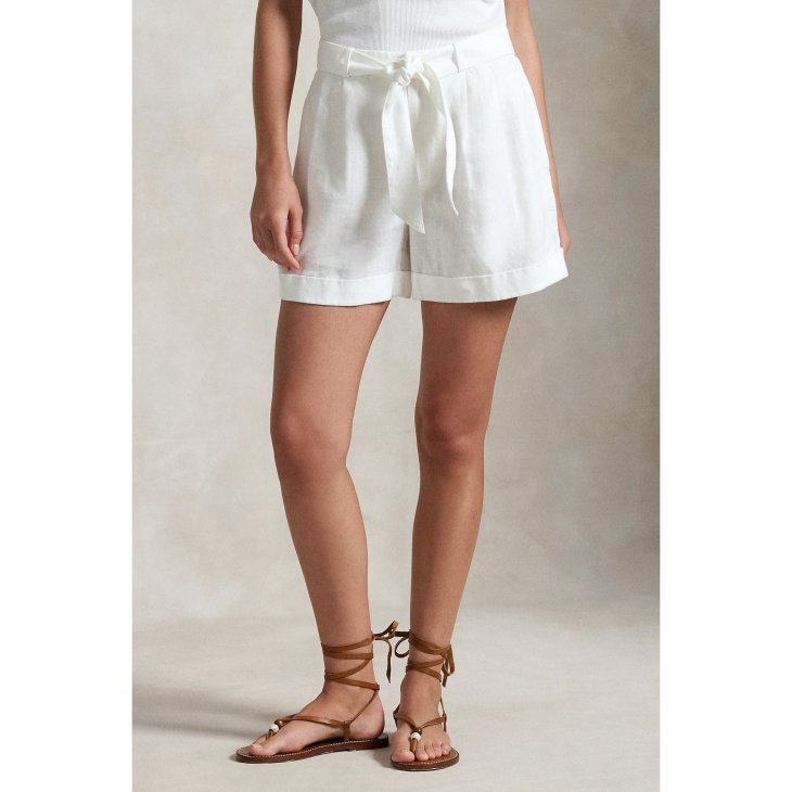POLO RALPH LAUREN WOMEN BELTED LINEN SHORT