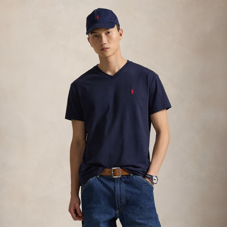 POLO RALPH LAUREN CUSTOM SLIM FIT JERSEY V-NECK T-SHIRT