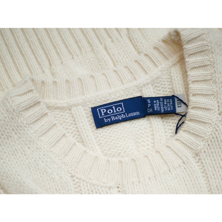 POLO RALPH LAUREN WOMEN CROPPED CABLE WOOL-CASHMERE SWEATER