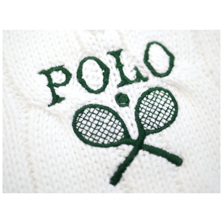 POLO RALPH LAUREN WIMBLEDON CABLE KNIT COTTON JUMPER