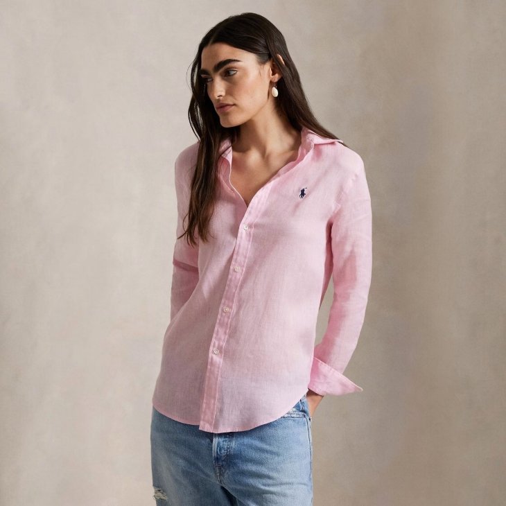 POLO RALPH LAUREN WOMEN CLASSIC FIT COTTON-LINEN SHIRT
