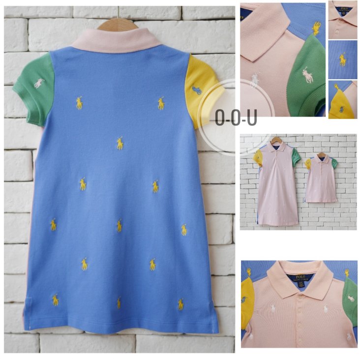 POLO RALPH LAUREN KIDS COLOR-BLOCKED PIQUE POLO DRESS