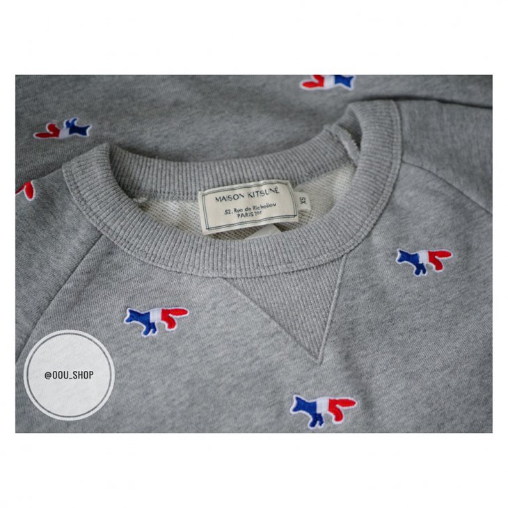 MAISON KITSUNE ALL-OVER TRICOLOR FOX EMBROIDERY WOMEN SWEATSHIRT