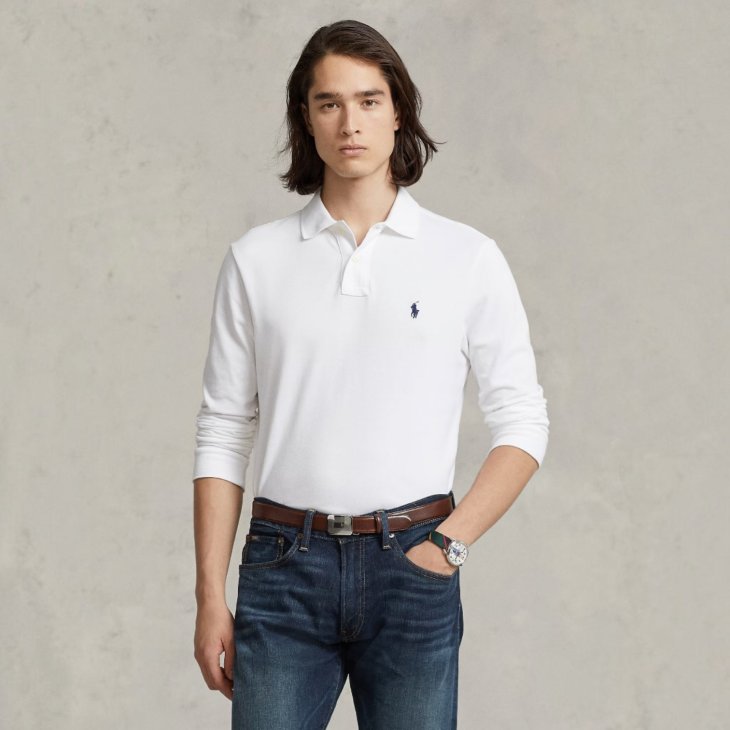 POLO RALPH LAUREN MESH LONG-SLEEVE POLO SHIRT