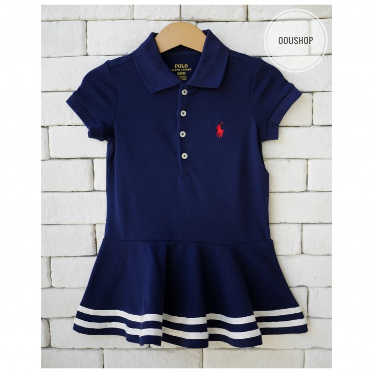 POLO RALPH LAUREN KIDS STRIPED STRETCH MESH POLO DRESS