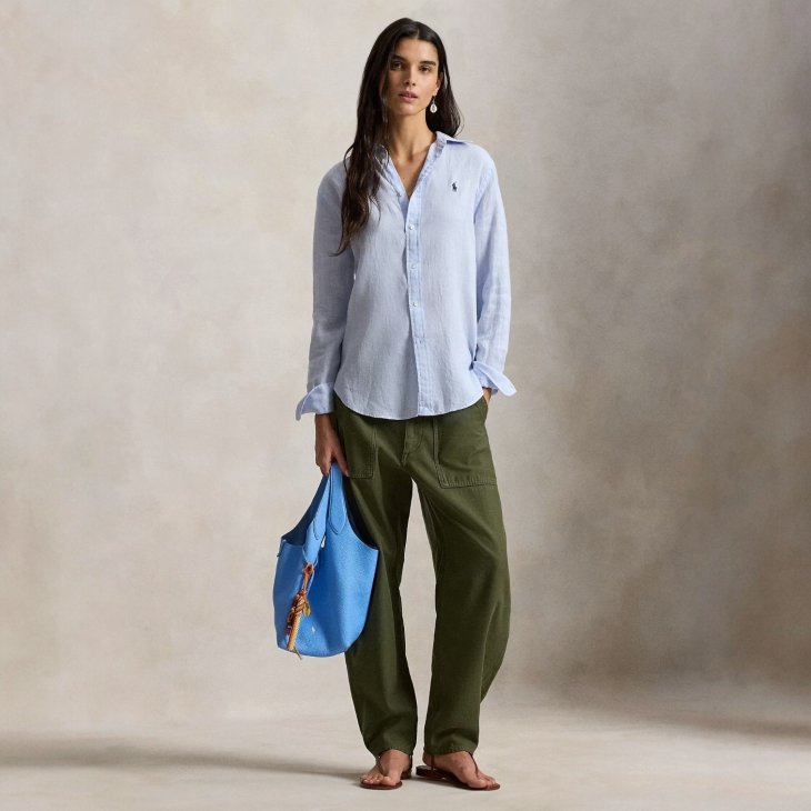 POLO RALPH LAUREN WOMEN CLASSIC FIT LINEN SHIRT