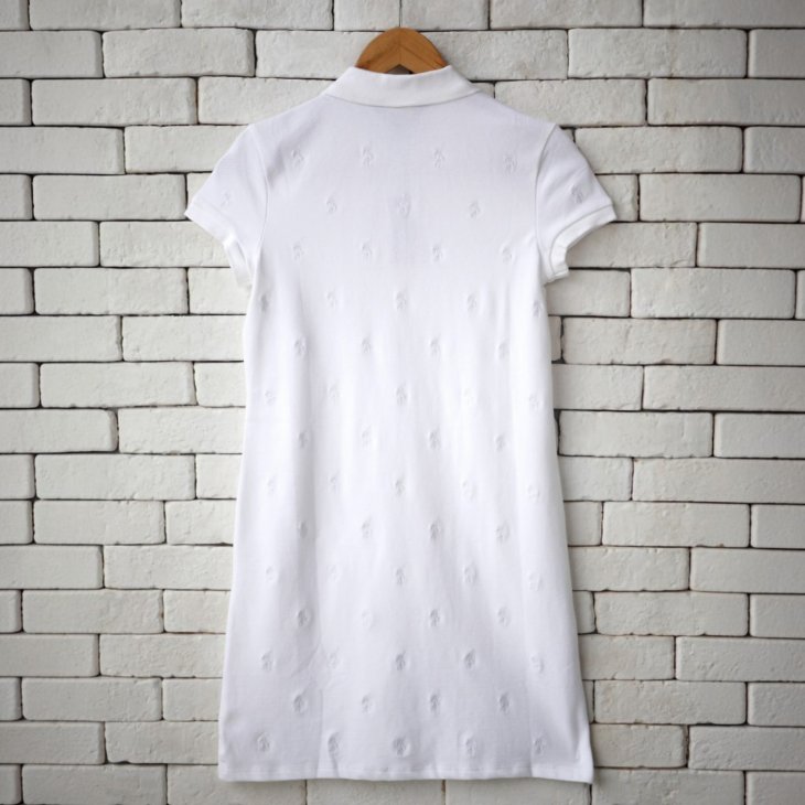 POLO RALPH LAUREN ALLOVER PONY GIRLS STRETCH MESH POLO DRESS