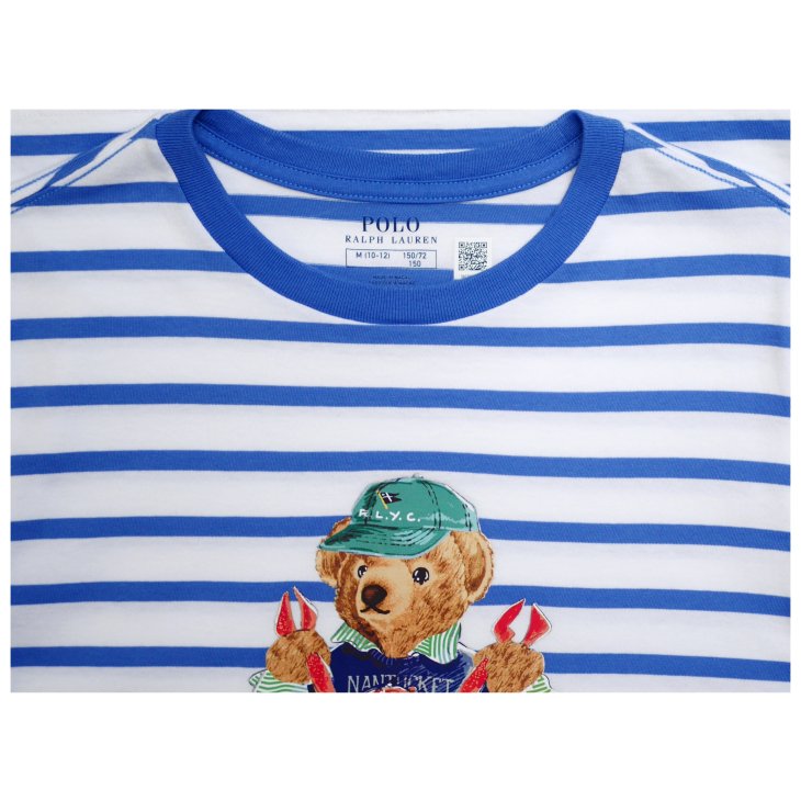 POLO RALPH LAUREN BOYS POLO BEAR STRIPED COTTON JERSEY TEE