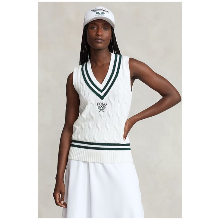 POLO RALPH LAUREN WIMBLEDON CABLE KNIT COTTON JUMPER