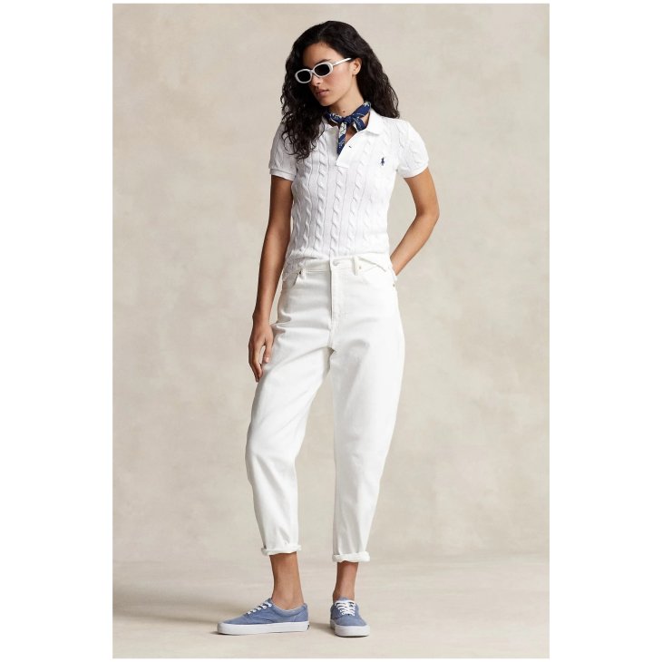 POLO RALPH LAUREN WOMEN CABLE KNIT POLO SHIRT