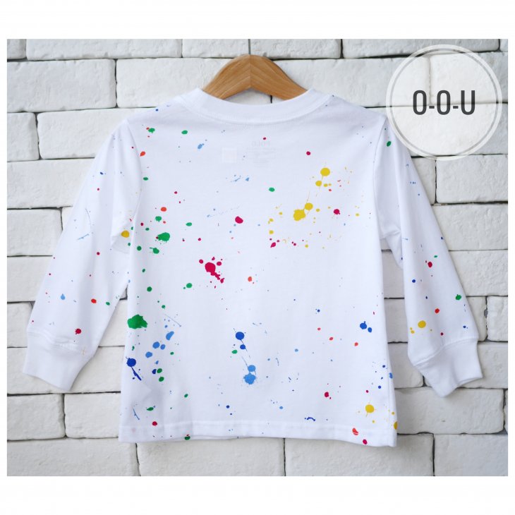 POLO RALPH LAUREN POLO BEAR KIDS PAINT SPLATTER LONG-SLEEVE T-SHIRT