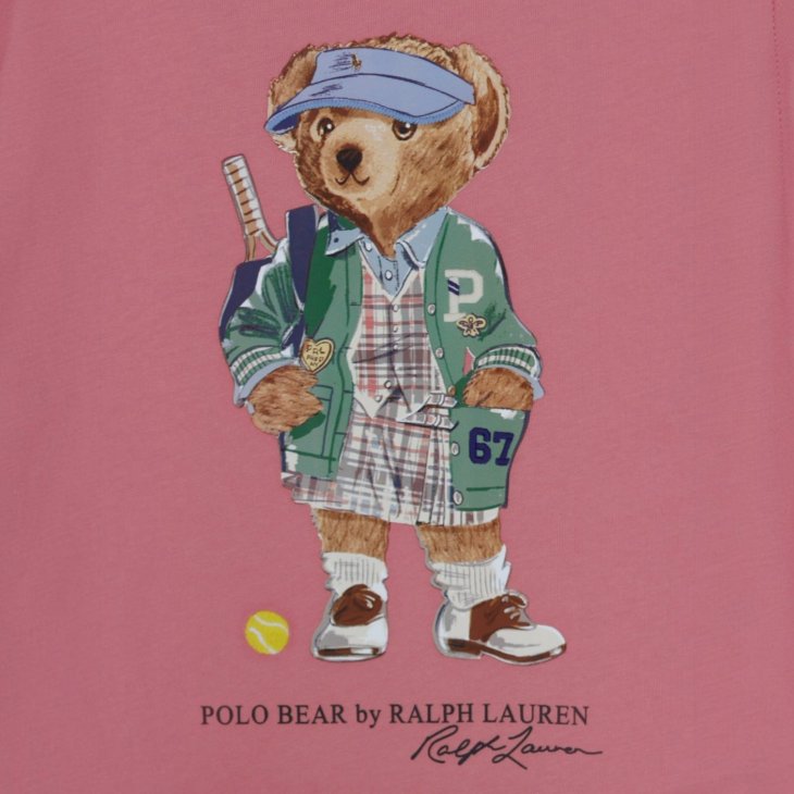 POLO RALPH LAUREN GIRLS POLO BEAR TIERED COTTON JERSEY DRESS