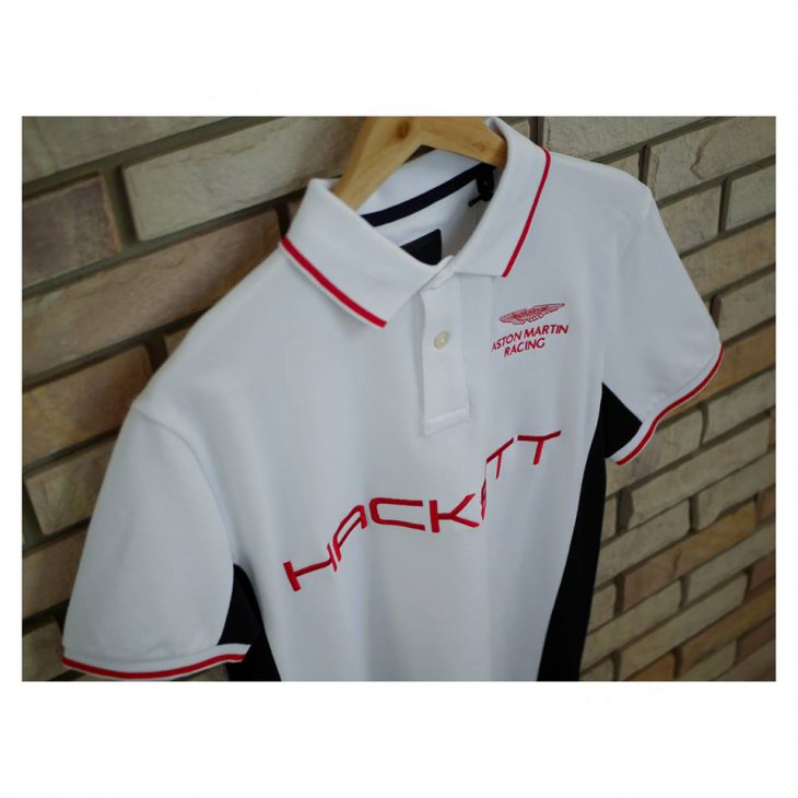 HACKETT ASTON MARTIN RACING Duo-tone cotton-blend short-sleeved polo shirt