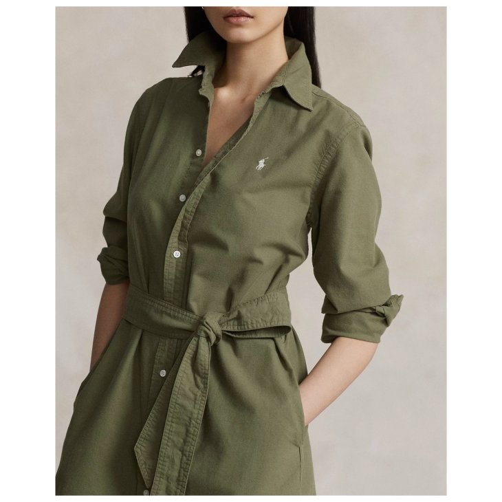 POLO RALPH LAUREN BELTED COTTON OXFORD SHIRTDRESS