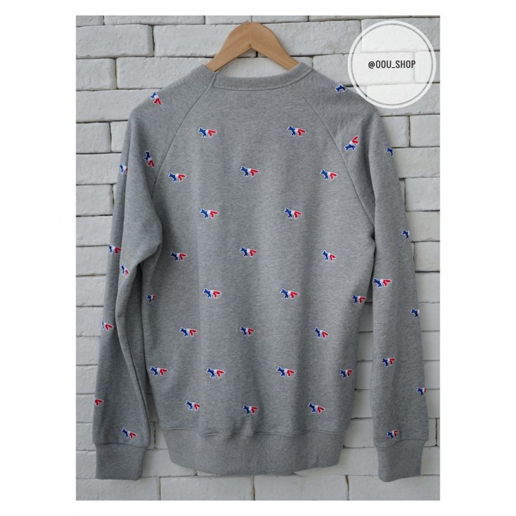MAISON KITSUNE ALL-OVER TRICOLOR FOX EMBROIDERY MAN SWEATSHIRT