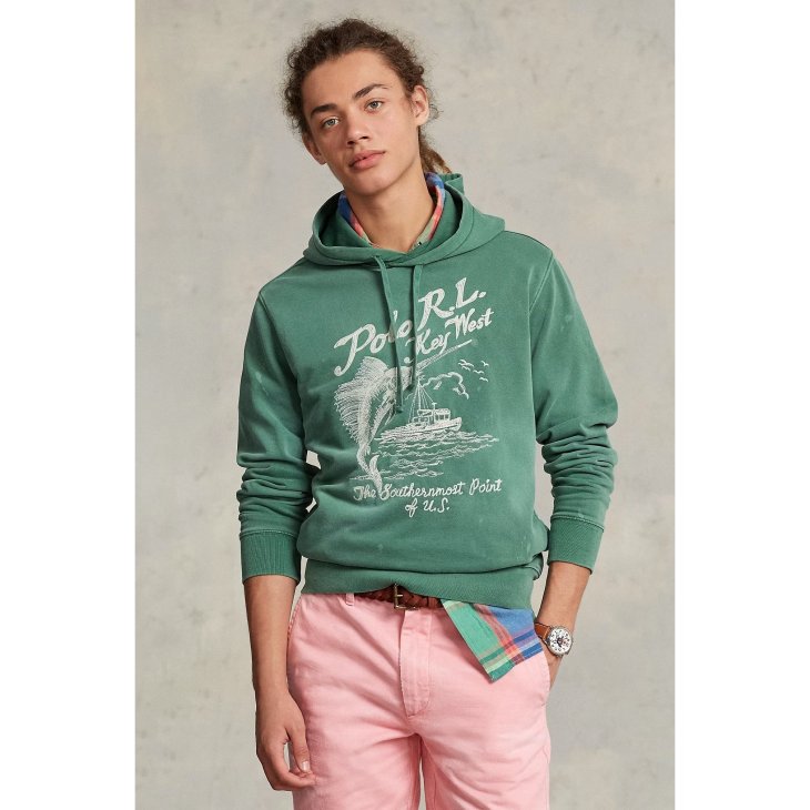 POLO RALPH LAUREN EMBROIDERED FLEECE GRAPHIC HOODIE