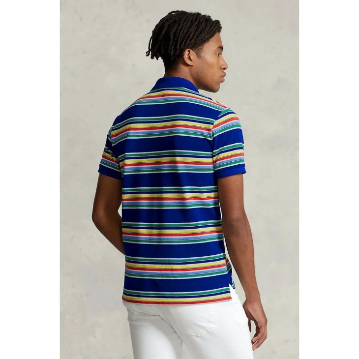 POLO RALPH LAUREN CUSTOM SLIM FIT STRIPED MESH POLO SHIRT