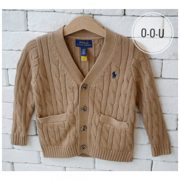 POLO RALPH LAUREN KIDS CABLE-KNIT COTTON V-NECK CARDIGAN