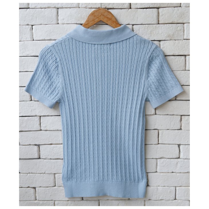POLO RALPH LAUREN WOMEN COTTON CABLE KNIT POLO SHIRT