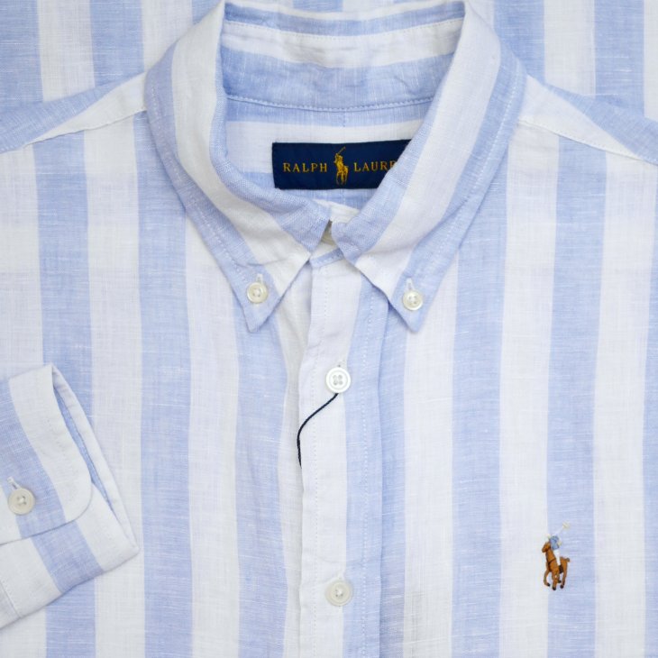 POLO RALPH LAUREN CUSTOM FIT STRIPED LINEN SHIRT