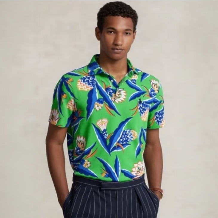 POLO RALPH LAUREN CUSTOM SLIM FIT FLORAL SPA TERRY POLO