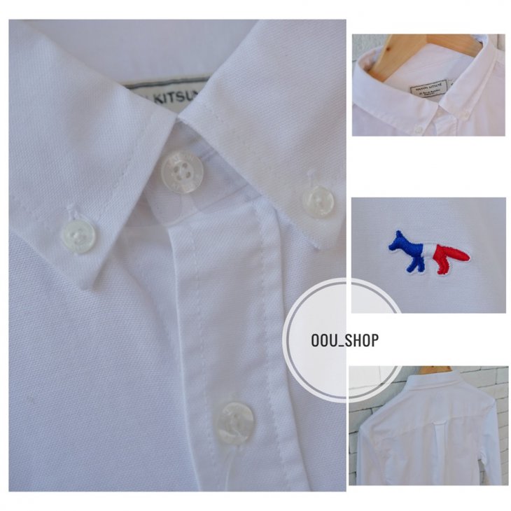 MAISON KITSUNE OXFORD TRICOLOR FOX PATCH CLASSIC SHIRT
