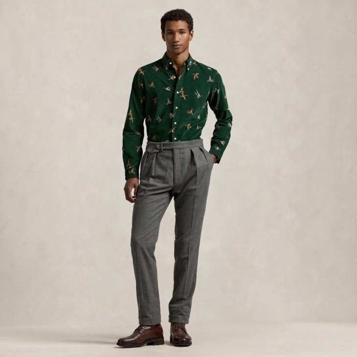 POLO RALPH LAUREN CLASSIC FIT MALLARD PRINT CORDUROY SHIRT