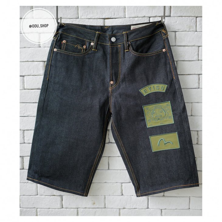 EVISU DENIM SHORTS WITH LOGO EMBROIDERY