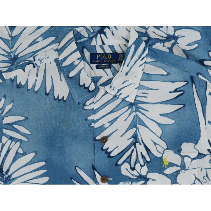 POLO RALPH LAUREN CLASSIC FIT PALM COTTON-LINEN CAMP SHIRT