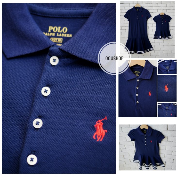 POLO RALPH LAUREN KIDS STRIPED STRETCH MESH POLO DRESS