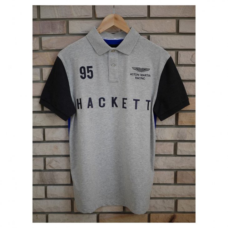 HACKETT ASTON MARTIN RACING Duo-tone cotton-blend short-sleeved polo shirt