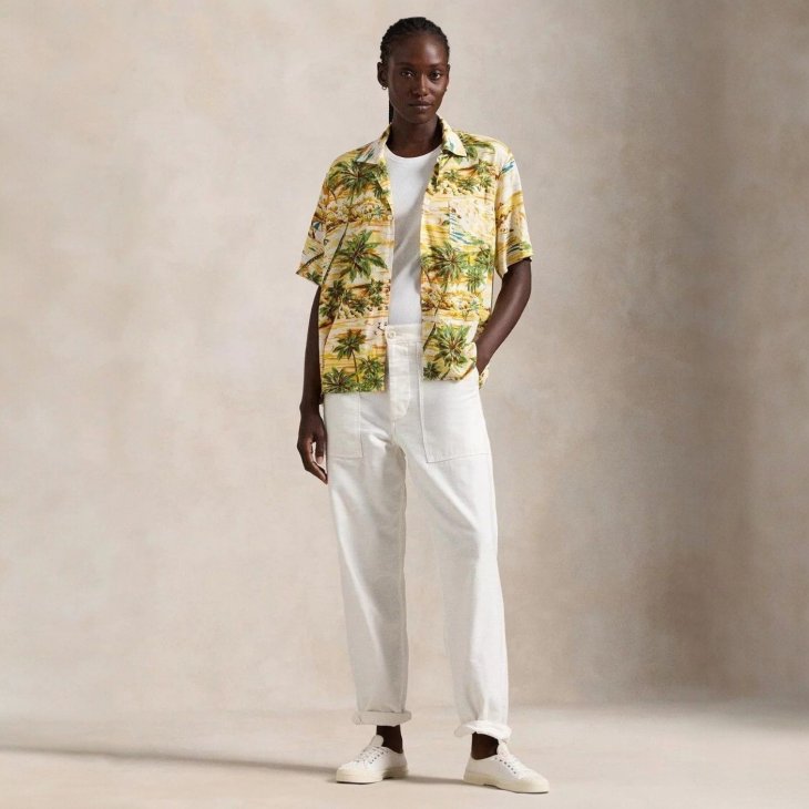 POLO RALPH LAUREN WOMEN TROPICAL-PRINT CAMP SHIRT