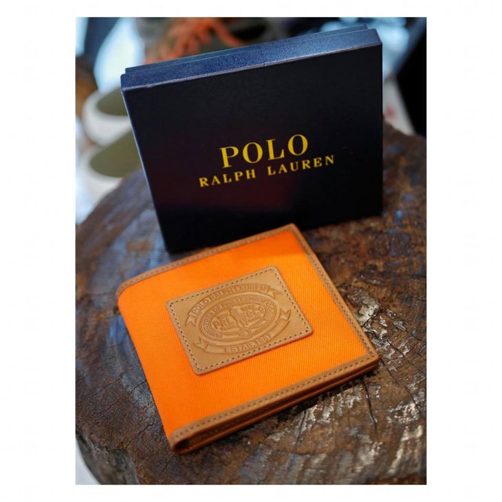 POLO RALPH LAUREN MEN\'S BROWN PEBBLE LEATHER WALLET