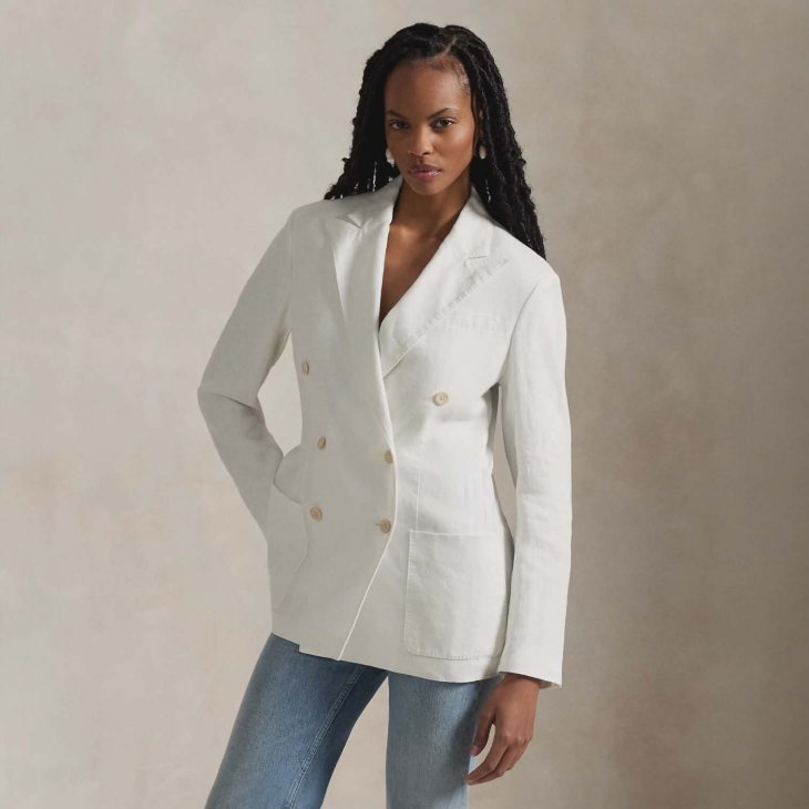 POLO RALPH LAUREN WOMEN DOUBLE-BREASTED LINEN BLAZER