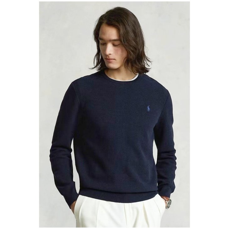 POLO RALPH LAUREN MESH KNIT COTTON CREWNECK SWEATER
