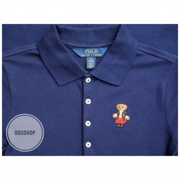 POLO RALPH LAUREN POLO BEAR GIRLS STRETCH MESH POLO DRESS