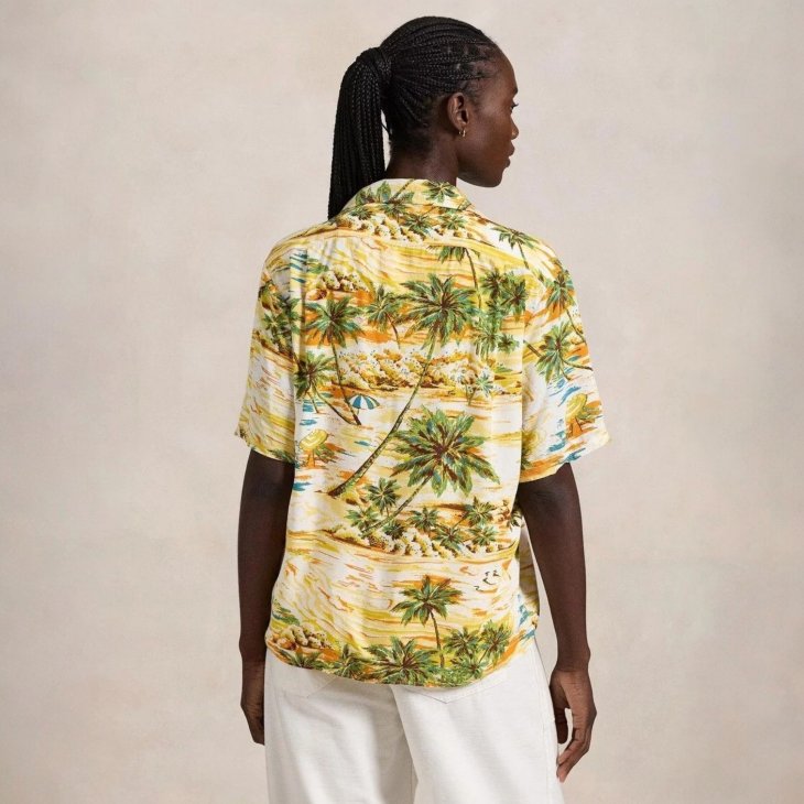 POLO RALPH LAUREN WOMEN TROPICAL-PRINT CAMP SHIRT